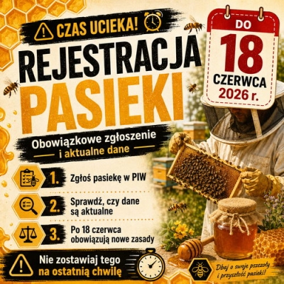Od 18 czerwca 2026 Obowiązkowa rejestracja pasieki: PIW, WNI, krok po kroku