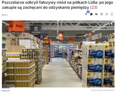 Litewski Związek Pszczelarzy: fałszywy miód wycofany z Lidla